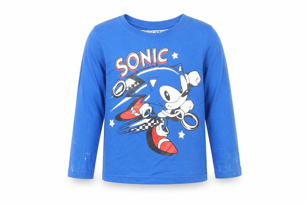 Sega Boys Blue Sonic the Hedgehog Long Sleeve T-Shirt 3-4 Years