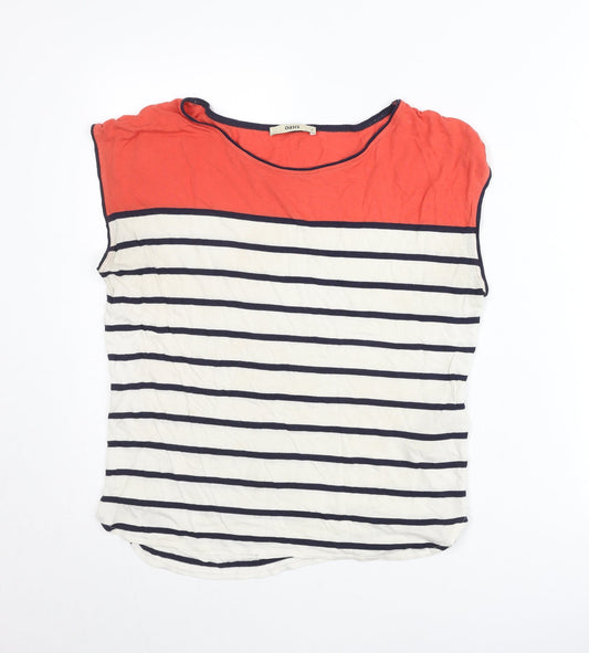 Oasis Women's Multicoloured Striped Sleeveless T-Shirt Size S