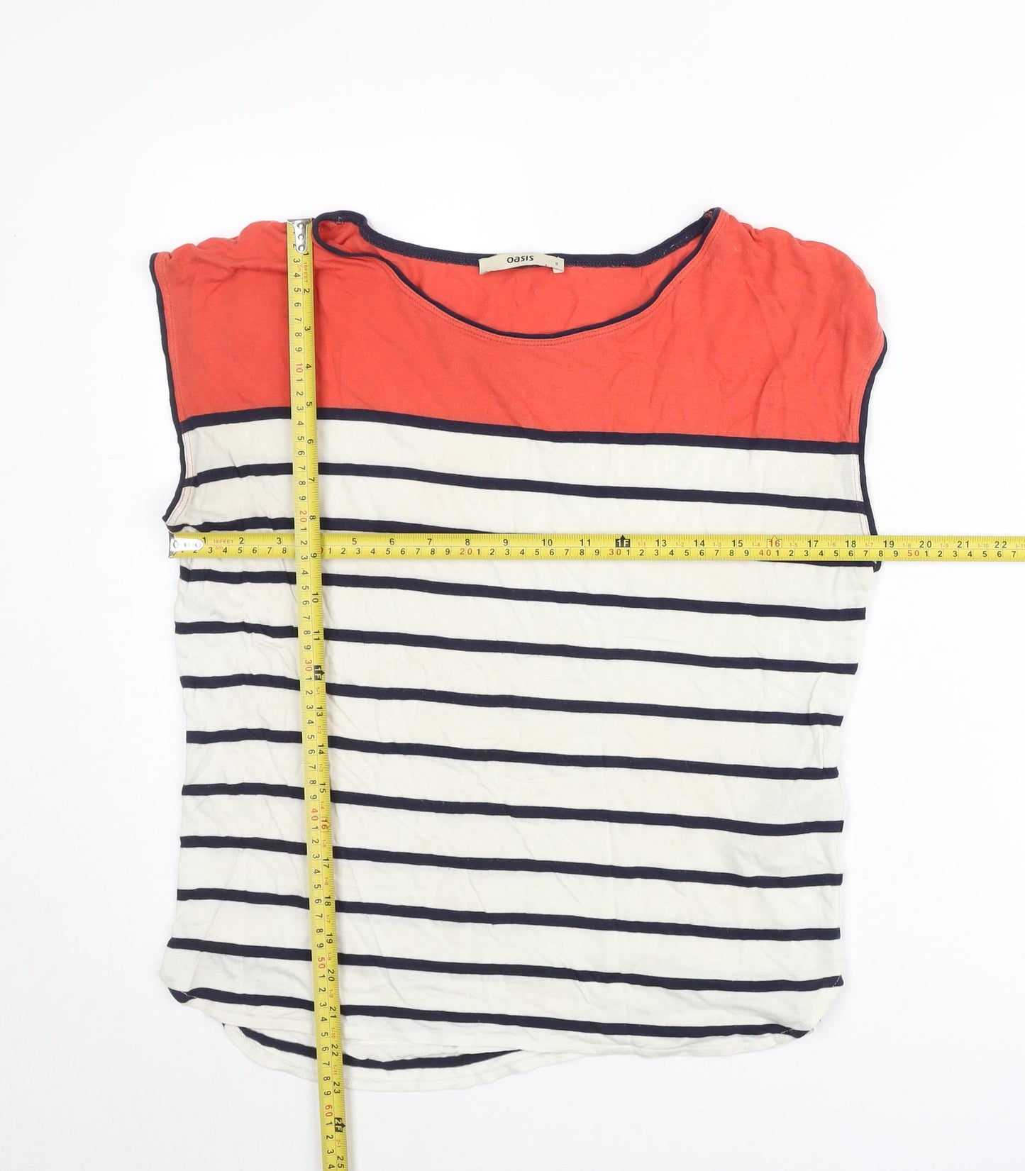 Oasis Women's Multicoloured Striped Sleeveless T-Shirt Size S