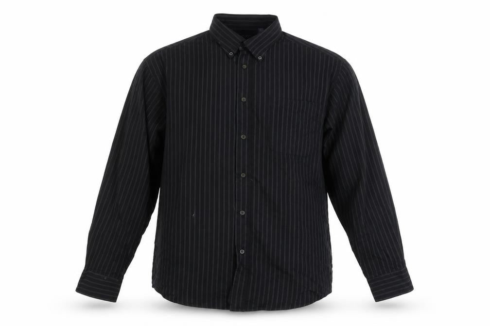 Paco For Men Black Striped Button-Up Long Sleeve Cotton Shirt L 41in