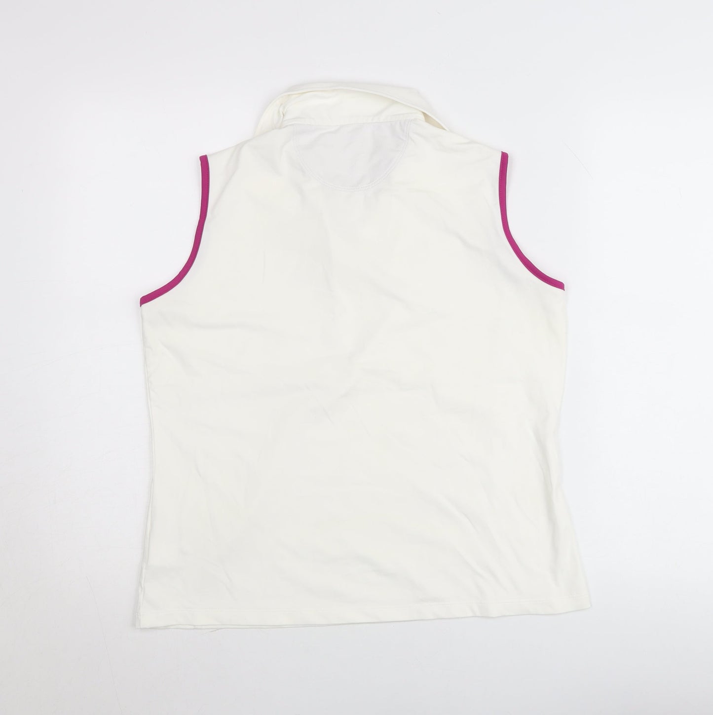 Green Lamb Womens White Collared Sleeveless Polo Top Size 14