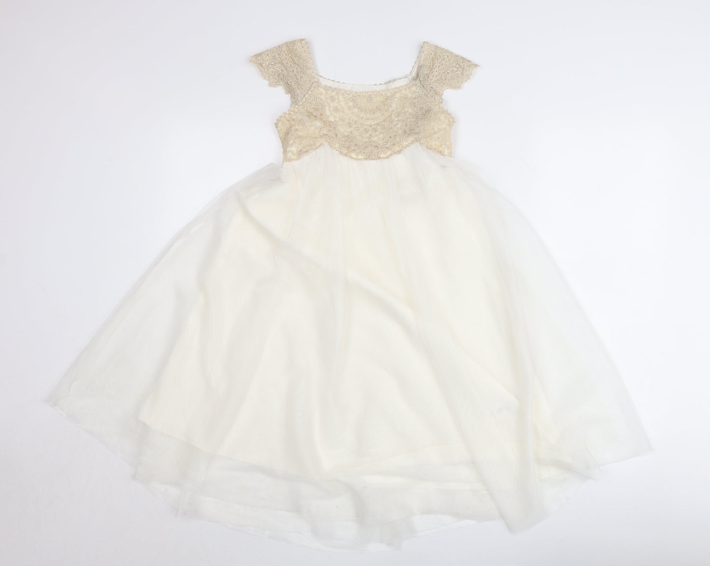 Monsoon Girls Ivory Lace & Tulle Ball Gown Dress 6-7 Years Formal Occasion