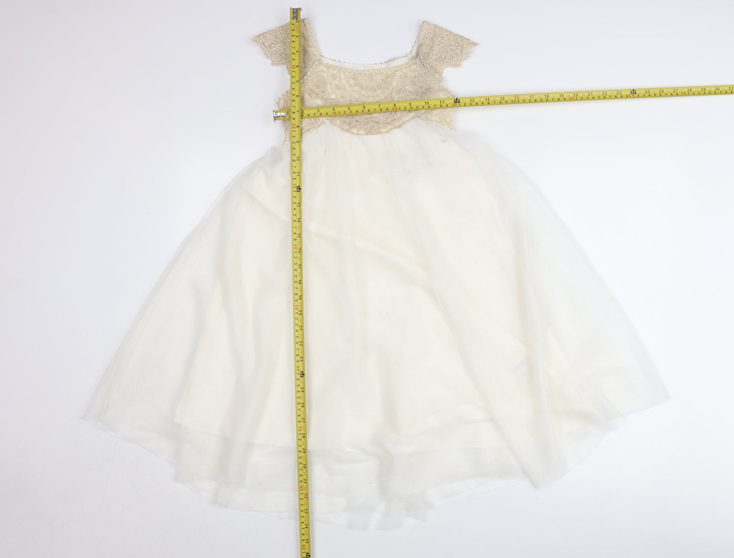 Monsoon Girls Ivory Lace & Tulle Ball Gown Dress 6-7 Years Formal Occasion