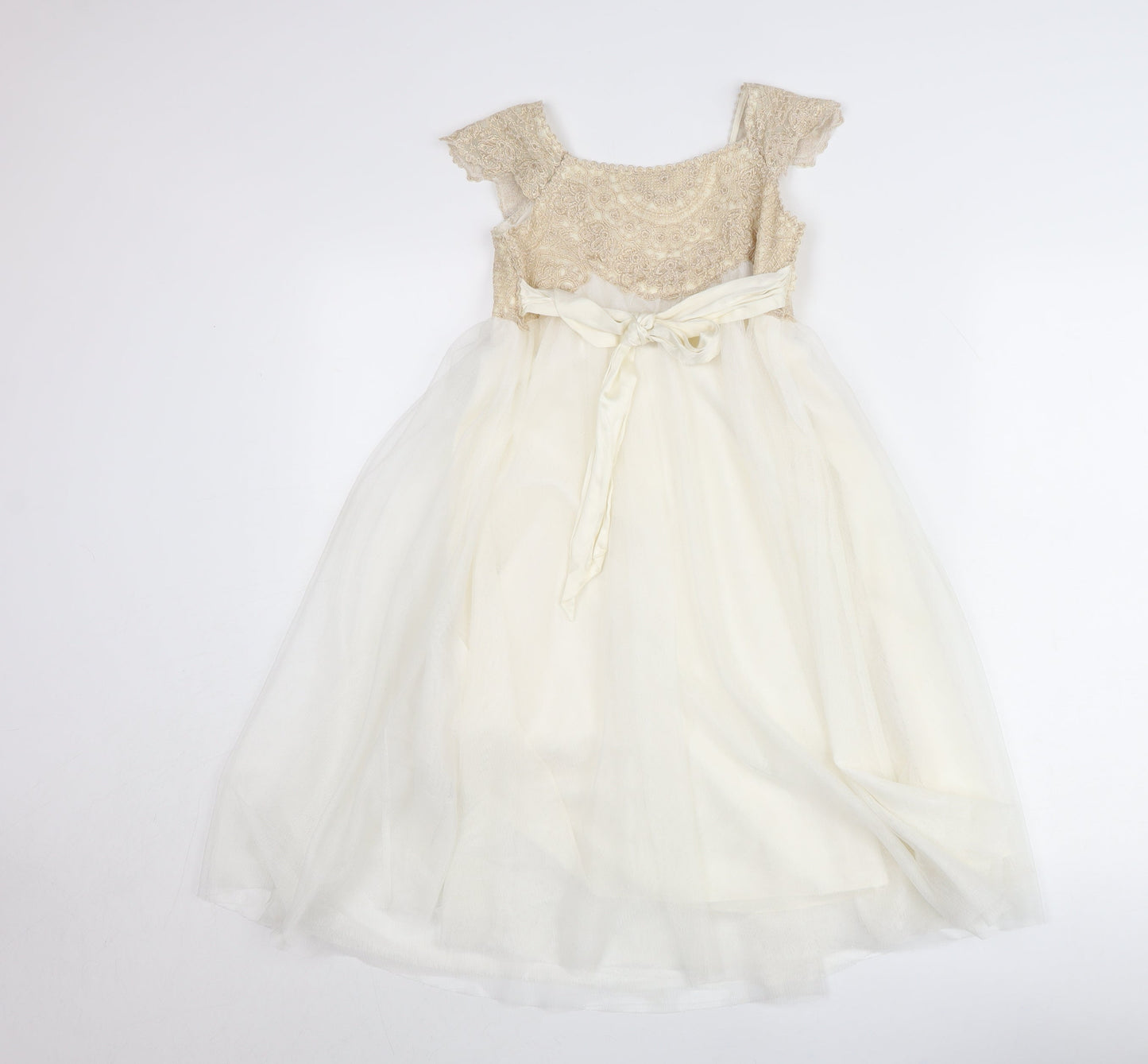 Monsoon Girls Ivory Lace & Tulle Ball Gown Dress 6-7 Years Formal Occasion
