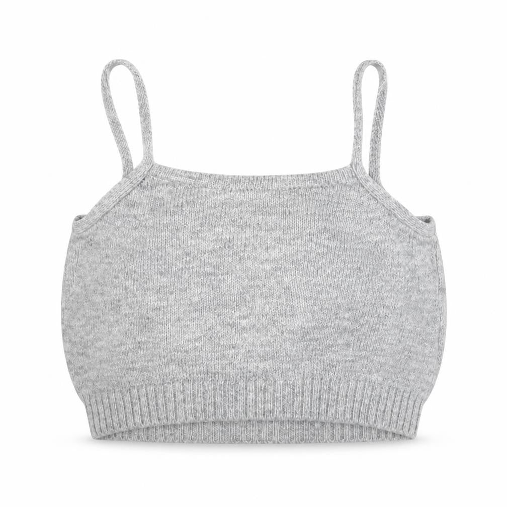 Front view of ASOS DESIGN Women’s Grey Knit Camisole Tank Top, size UK 10