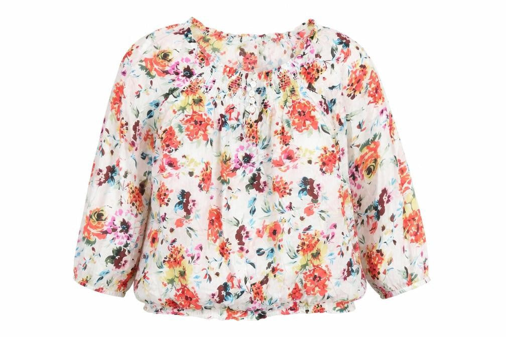 Dr. Rehfeld Womens Multicoloured Floral Cotton Bohemian Blouse Size 10