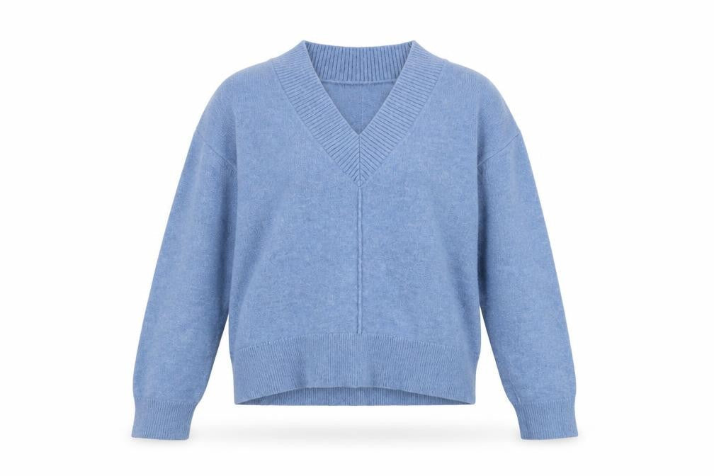 Primark Women’s Blue V-Neck Wool Blend Pullover Jumper Size L