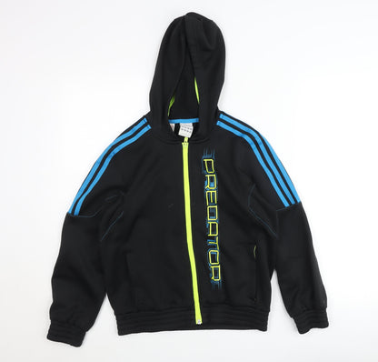Additional front view of Adidas boys’ black predator track hoodie jacket 7 years full zip lightweight