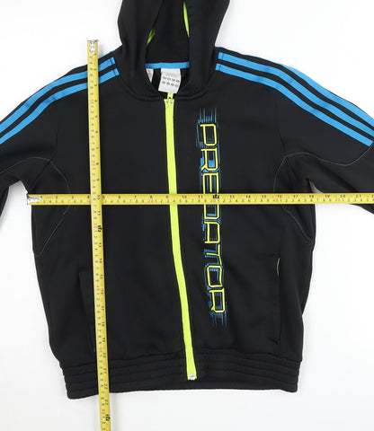 Back view of Adidas boys’ black predator track hoodie jacket 7 years full zip lightweight