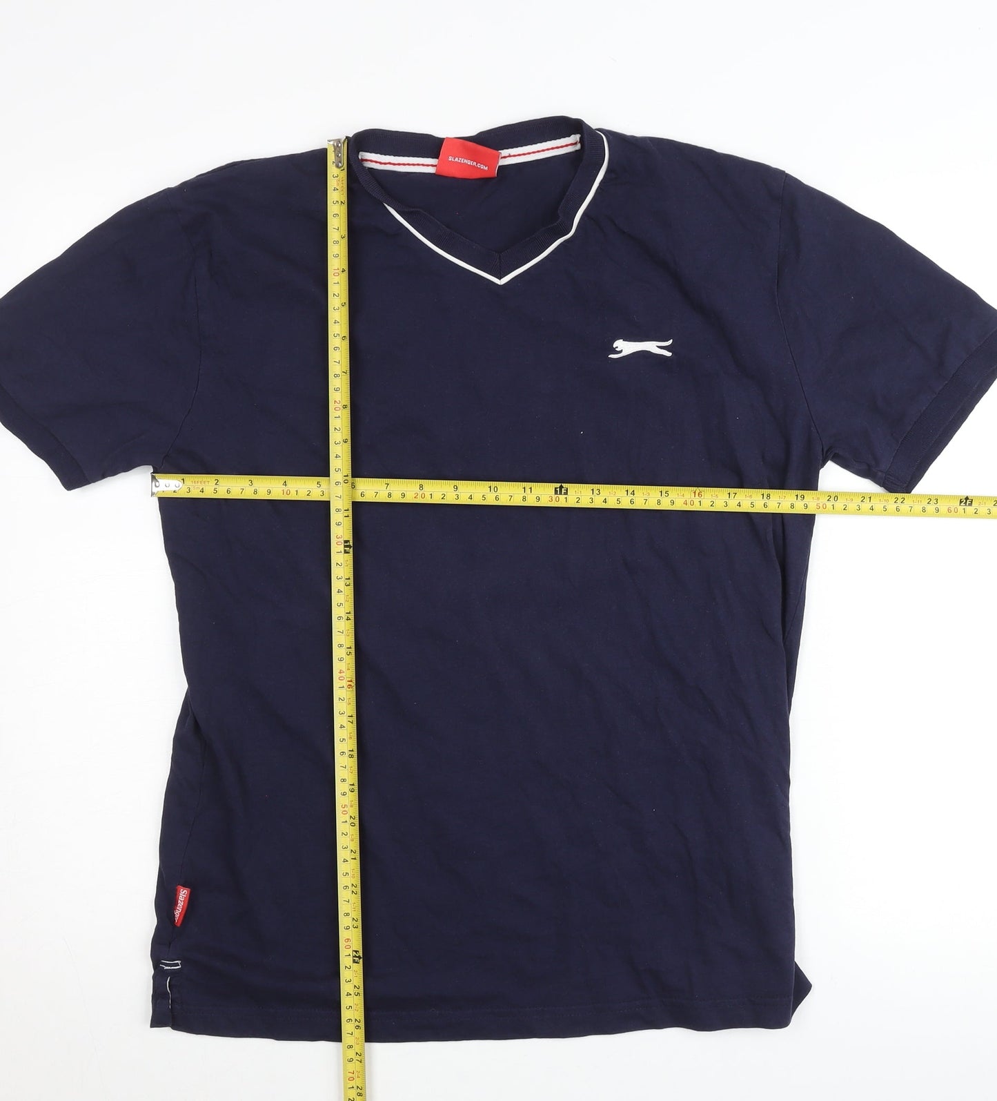 Slazenger Men's Blue V-Neck Cotton T-Shirt Size L
