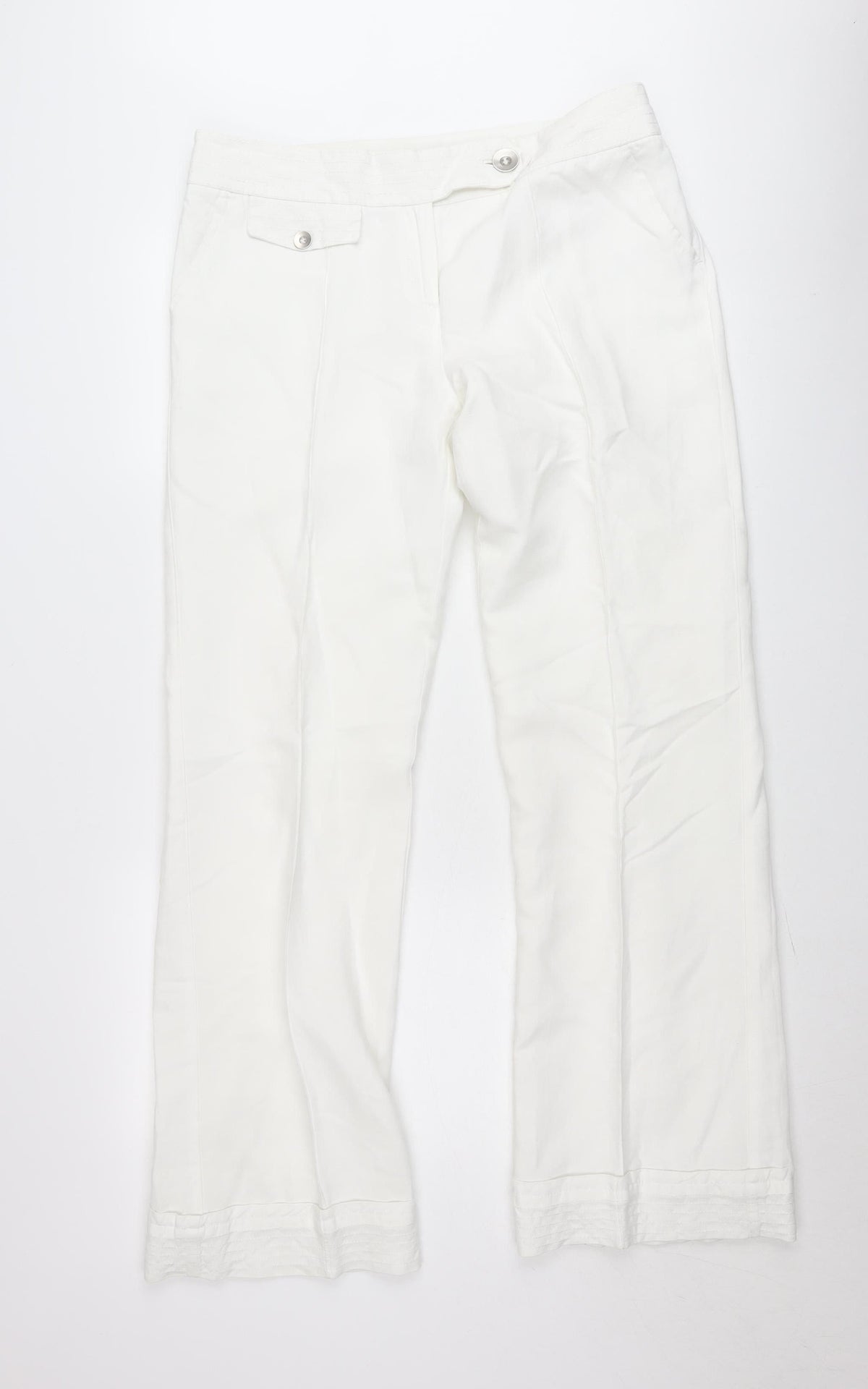 Savida Women’s White Chino Trousers Size 14 Mid Rise Cotton Blend