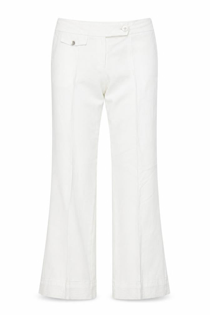 Savida Women’s White Chino Trousers Size 14 Mid Rise Cotton Blend