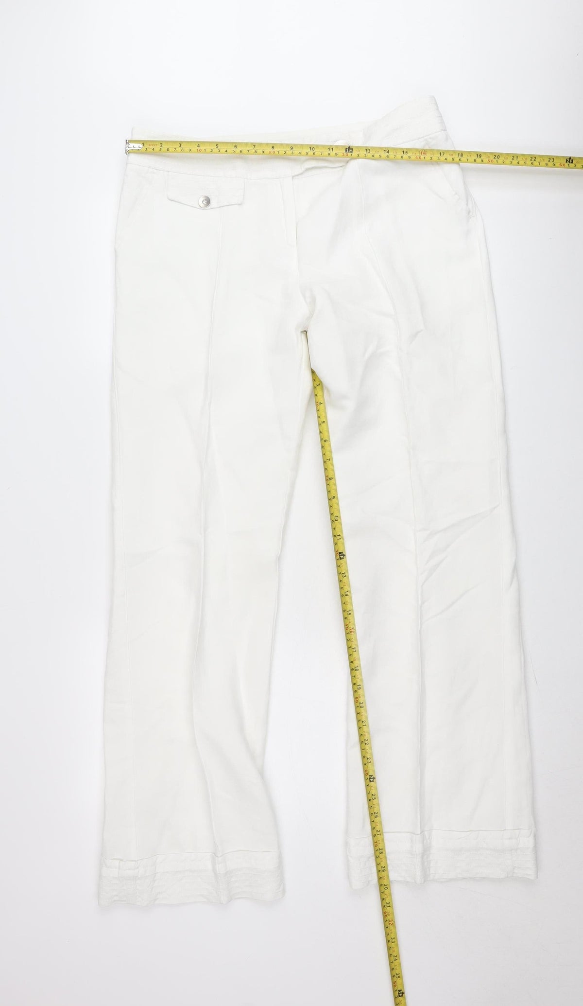 Savida Women’s White Chino Trousers Size 14 Mid Rise Cotton Blend