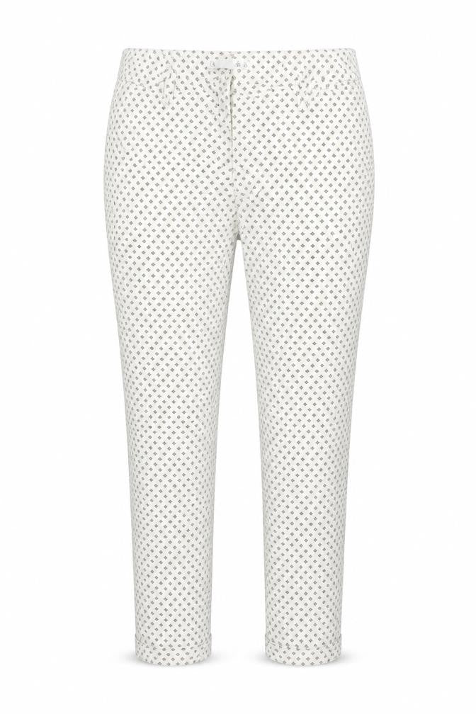LFT Women's Beige Geometric Stretch Chino Trousers Size 12 Slim Fit