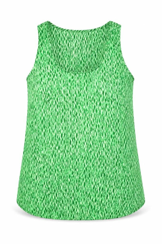 Michael Kors Women's Green Geometric Polyester Sleeveless Tank Top M