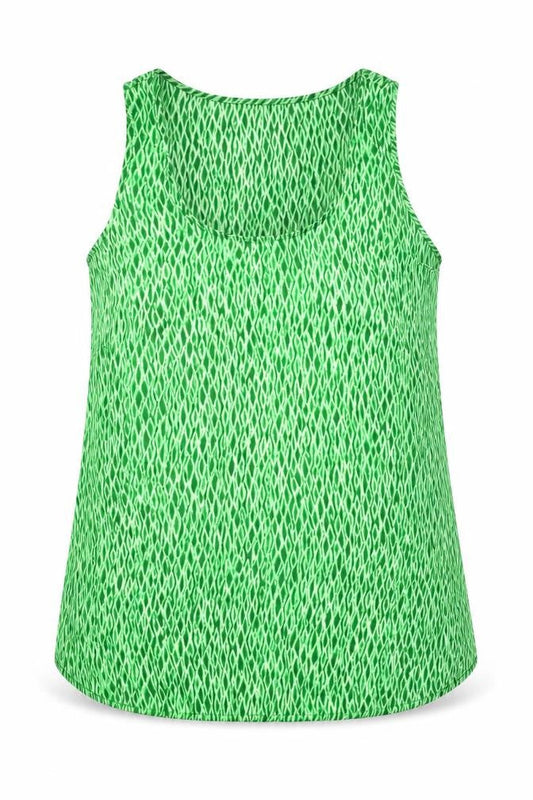Front view of Michael Kors Women's Green Geometric Polyester Sleeveless Tank Top M