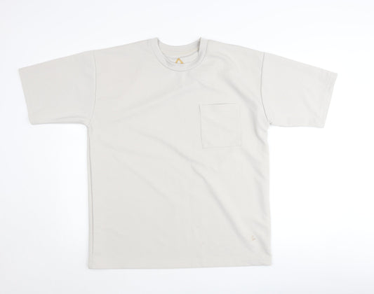 A Wear Men's Beige Short Sleeve Crew Neck Cotton T-Shirt Size M