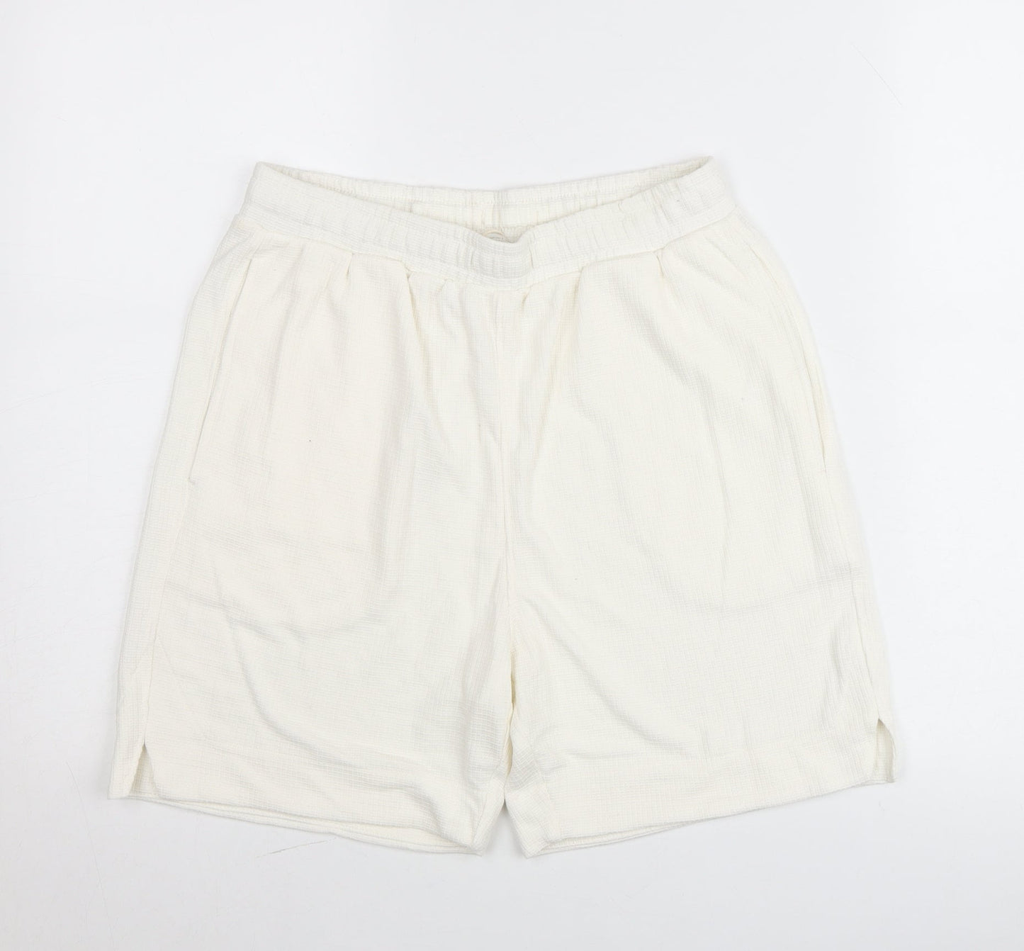 Zara Men’s Ivory Knit Sweat Shorts Size S Elastic Waist Casual