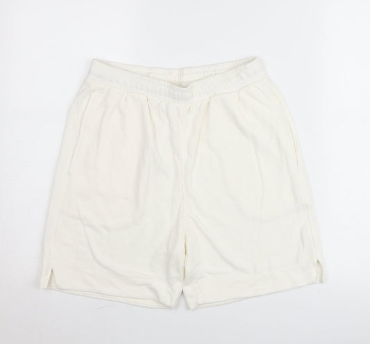 Zara Men’s Ivory Knit Sweat Shorts Size S Elastic Waist Casual