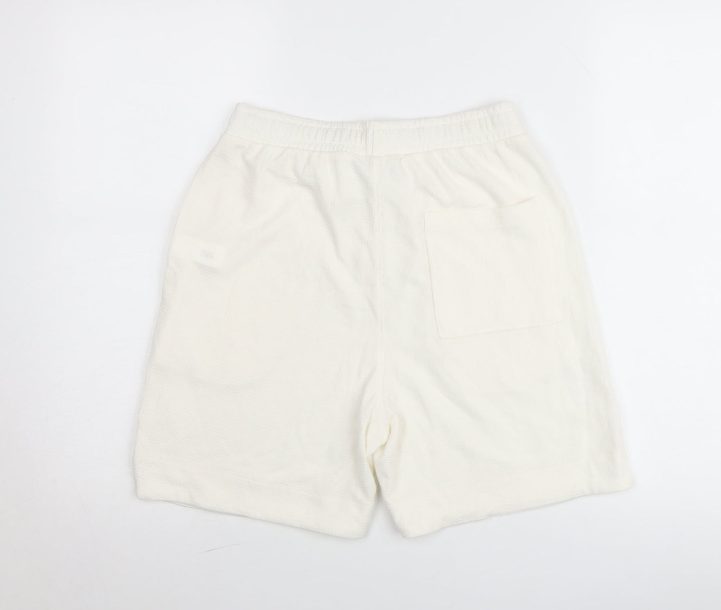 Zara Men’s Ivory Knit Sweat Shorts Size S Elastic Waist Casual