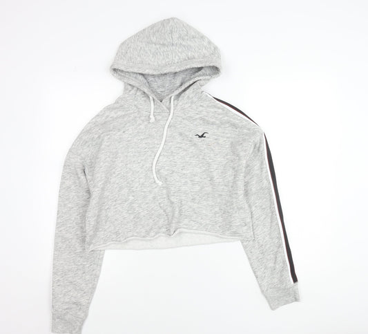 Hollister Women Grey Cropped Pullover Hoodie Size S