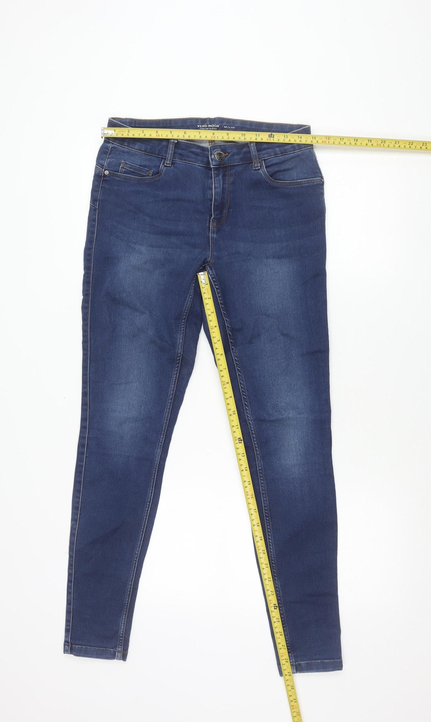 Vero Moda Womens Blue Skinny Jeans Size M/L 32 Regular Fit Denim