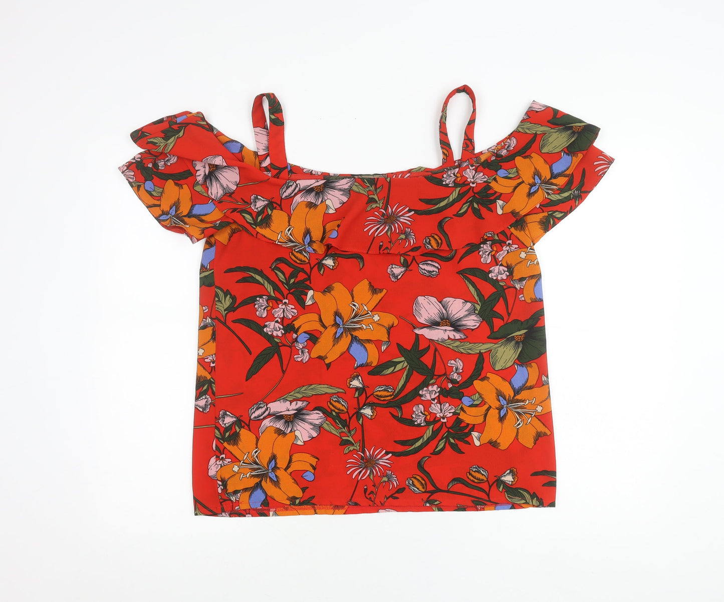 Marc Angelo Women's Red Floral Off Shoulder Blouse Size 12