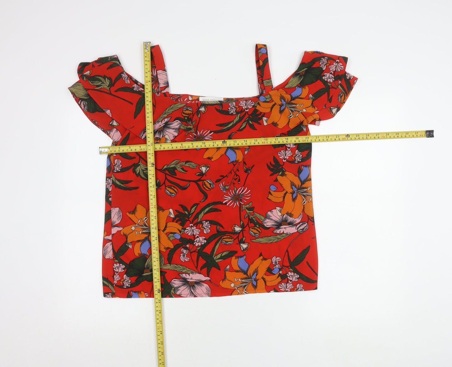 Marc Angelo Women's Red Floral Off Shoulder Blouse Size 12