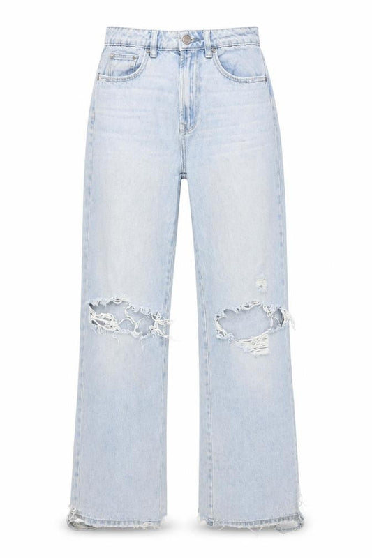 Stradivarius Women Blue Distressed Straight Jeans UK 6