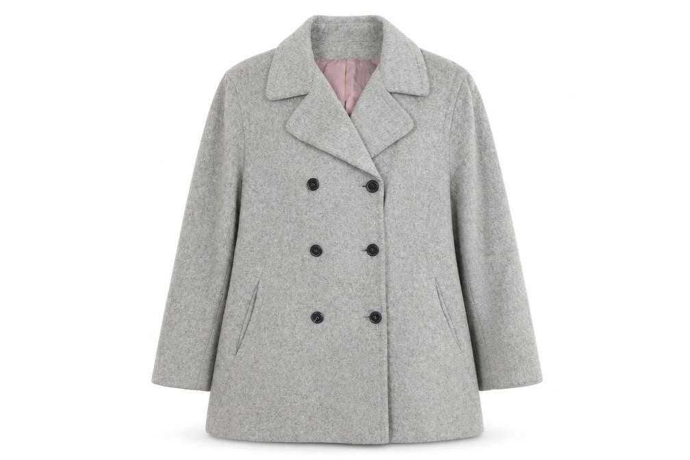 Principles Women's Grey Wool Blend Pea Coat UK 14 Classic Mid-Length