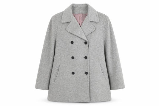 Front view of Principles Women's Grey Wool Blend Pea Coat UK 14 Classic Mid-Length