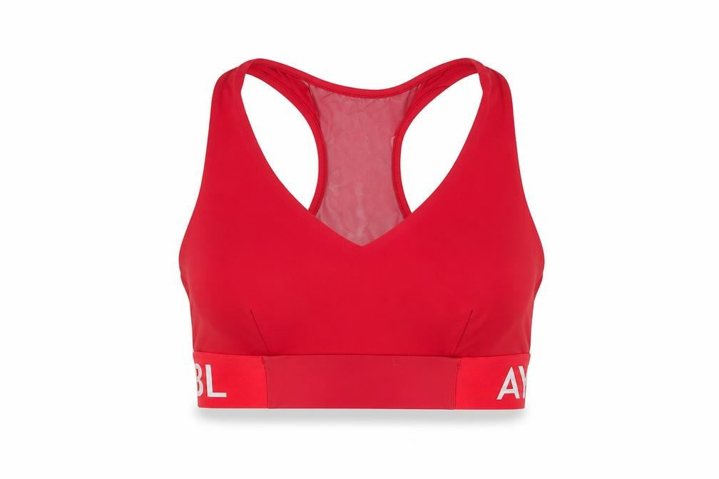 AYBL Red Women’s Medium Racerback Sports Bra Top Athletic Activewear