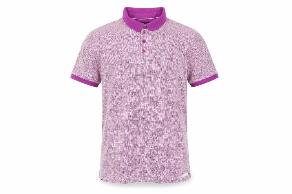 Dunnes Men's Purple Geometric Cotton Polo Shirt Size S