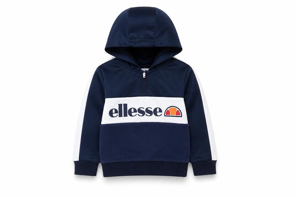 Ellesse Boys Blue 2XS Pullover Hoodie with Logo and 1/2 Zip