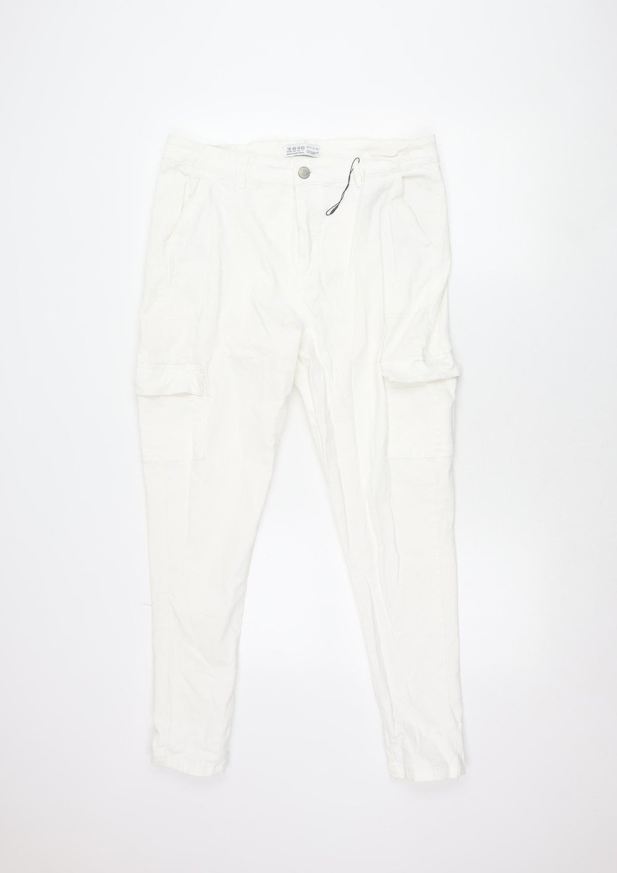 Primark Women’s White Cargo Trousers Size 18 Stretch Cotton Twill