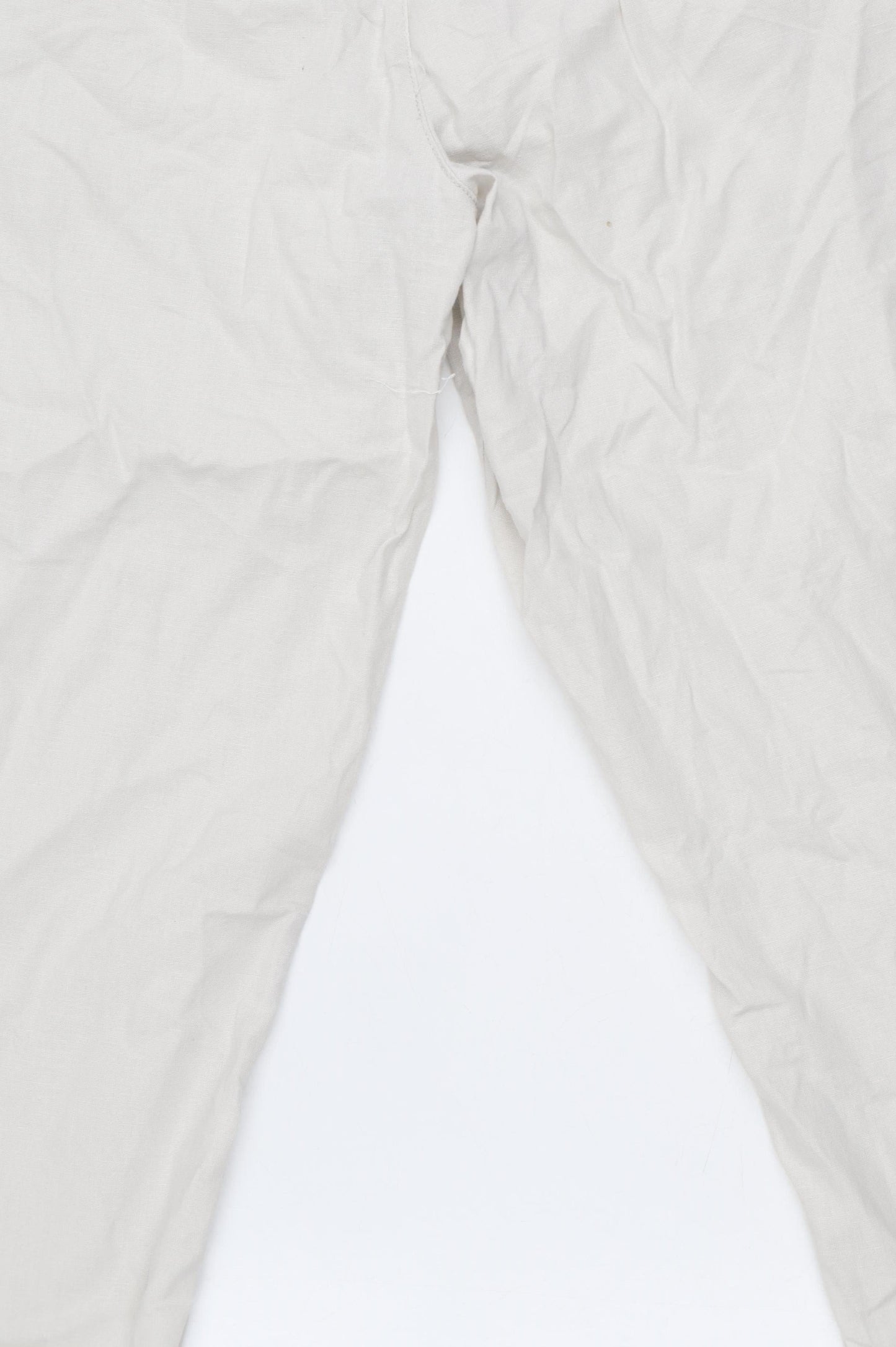 Dunnes Women’s Beige Cropped Linen Cotton Drawstring Trousers S