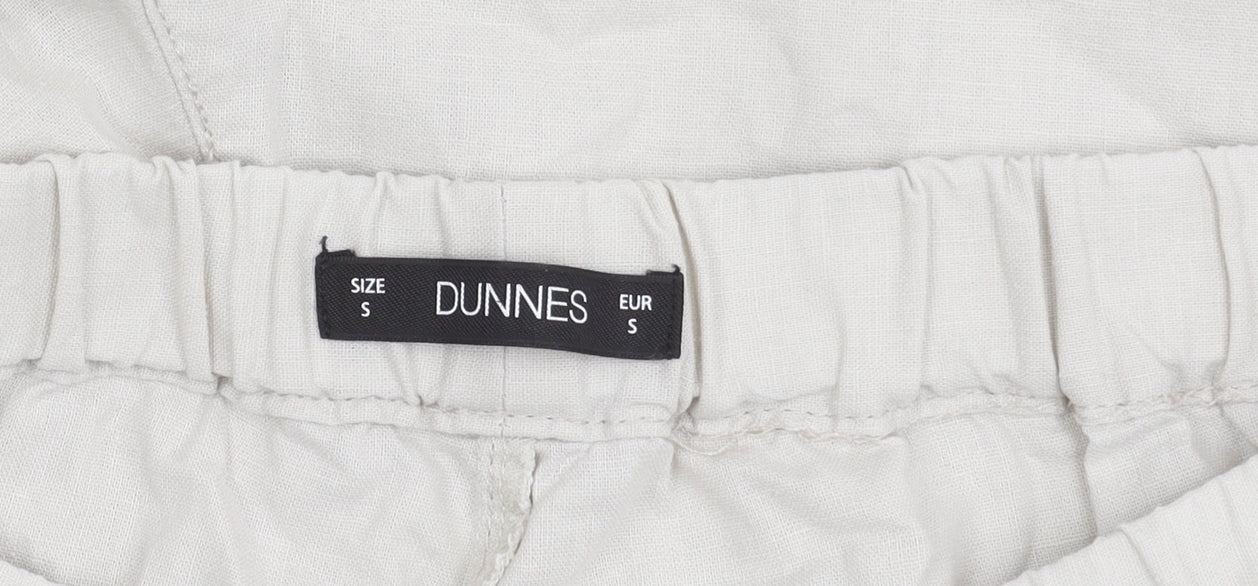Dunnes Women’s Beige Cropped Linen Cotton Drawstring Trousers S