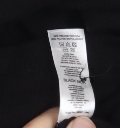 Brand and care label for Gallery Women's Black Collared Henley Knit Jumper, size S