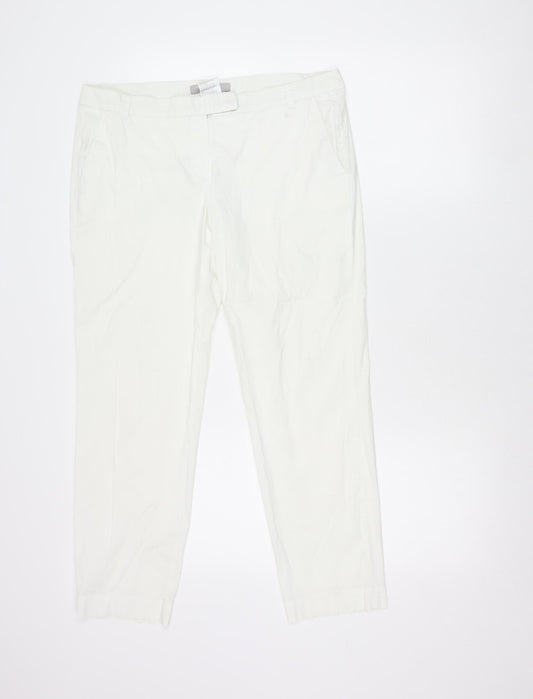 Marella Women’s White Chino Trousers Size 14 Cotton Blend Lightweight