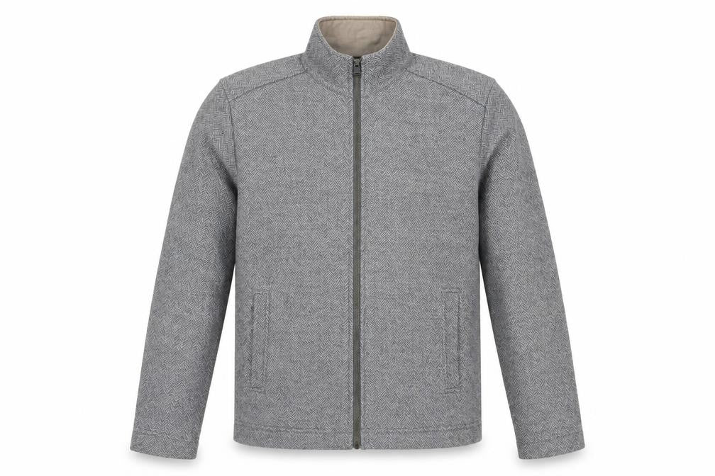 Marks & Spencer Men's Grey Herringbone Full Zip Jacket Size S