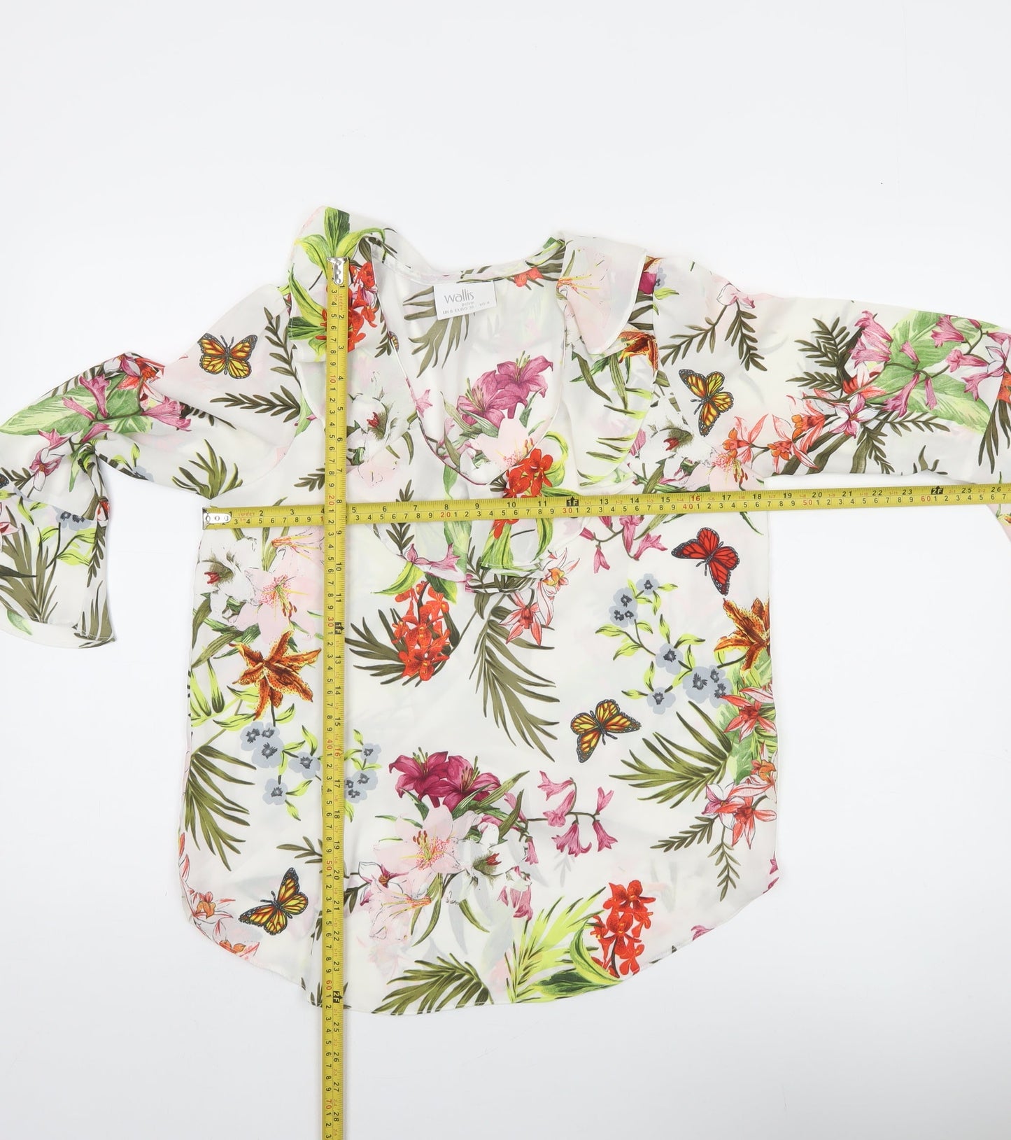 Wallis Petite Women’s Multicoloured Floral Ruffle Tunic Blouse Size 8