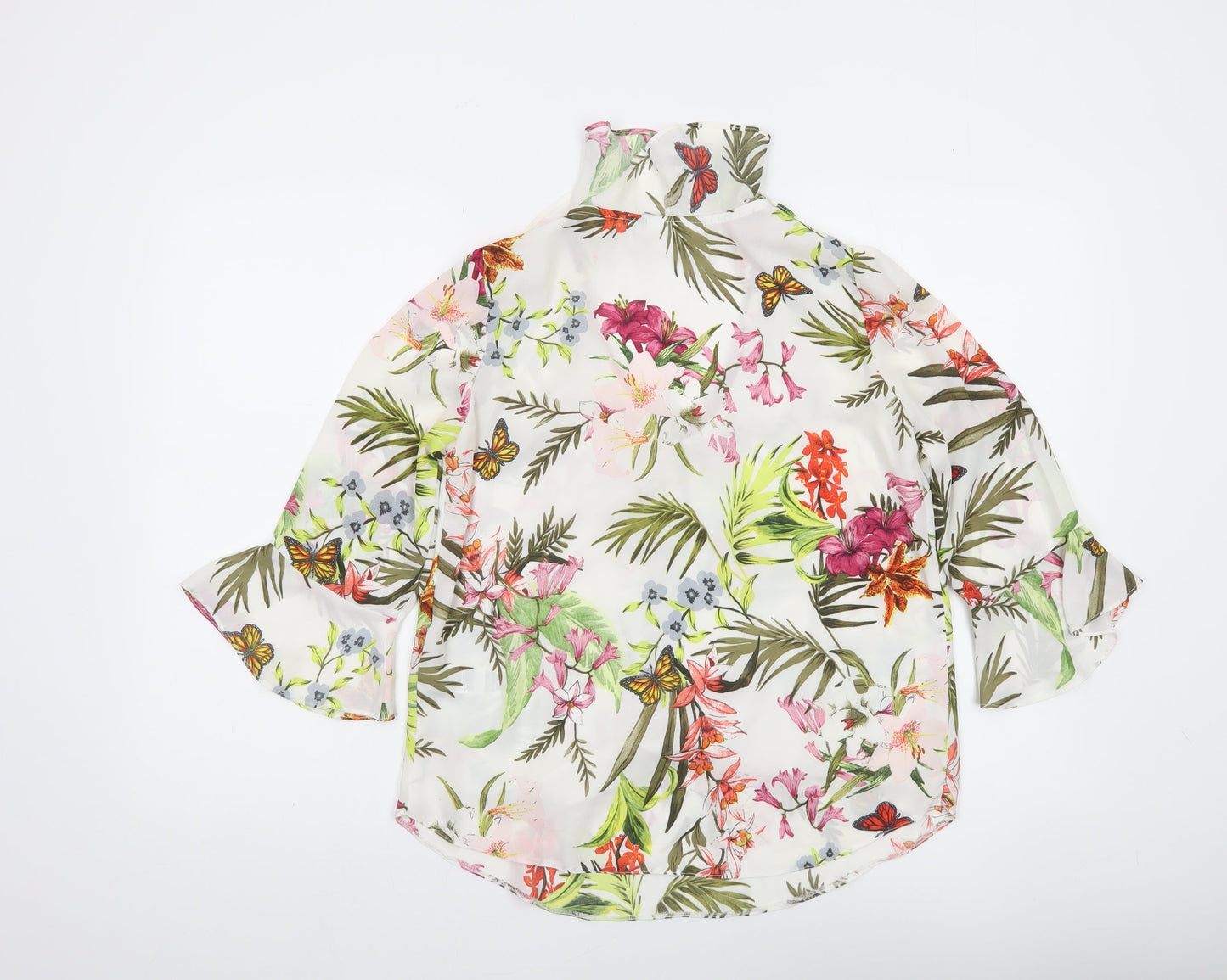 Wallis Petite Women’s Multicoloured Floral Ruffle Tunic Blouse Size 8