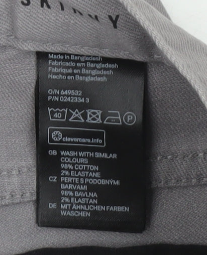 H&M Men's Grey Slim Fit Chino Trousers Size 29