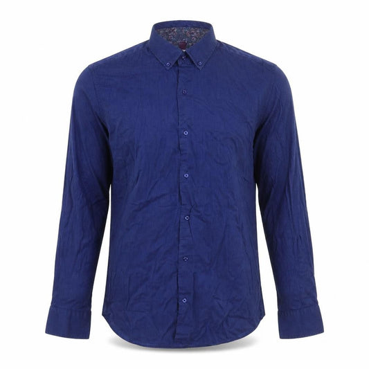 Next Men's Blue Cotton Long Sleeve Button-Up Shirt Size L