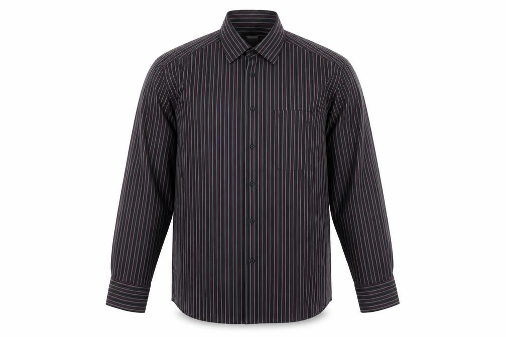 Remus Uomo Men's Black Striped Cotton Long Sleeve Button-Up Shirt 17/43