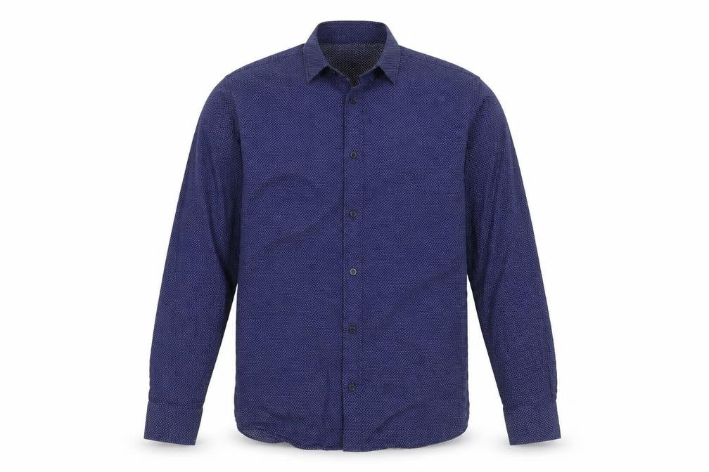 Dunnes Men's Blue Slim Fit Long Sleeve Button-Up Shirt Size L