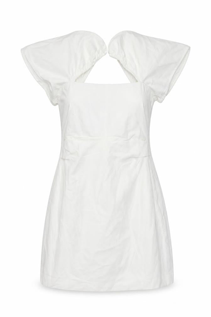 Zara Women White XS Fit & Flare Puff Sleeve Cut Out Summer Dress