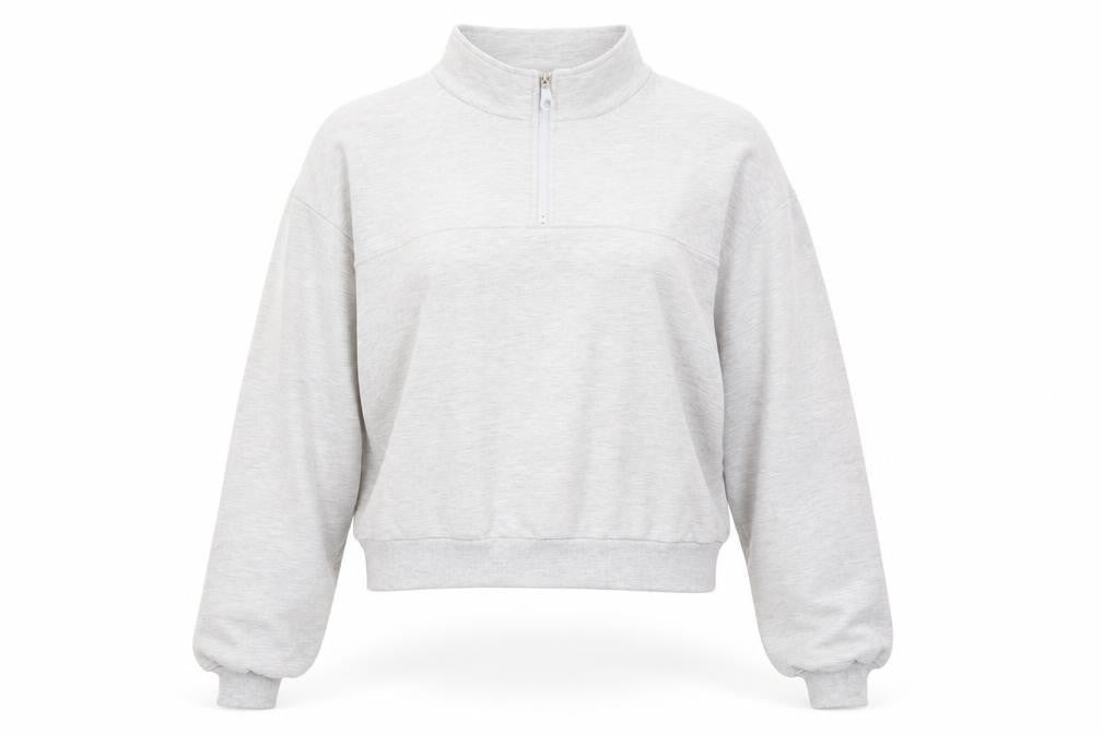 ASOS Design Women's Grey 1/4 Zip Sweatshirt UK 8 Cotton Blend