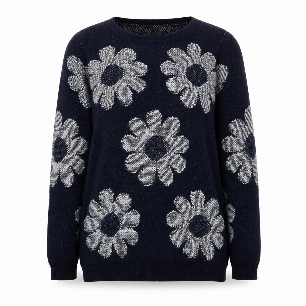 River Island Women’s Blue Floral Knit Jumper Size 6