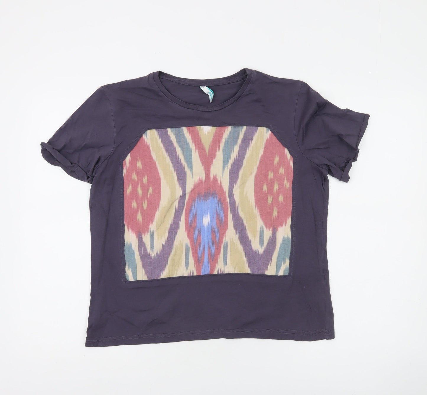 Befree Women’s Purple Geometric T-Shirt Size M Cotton Casual Top